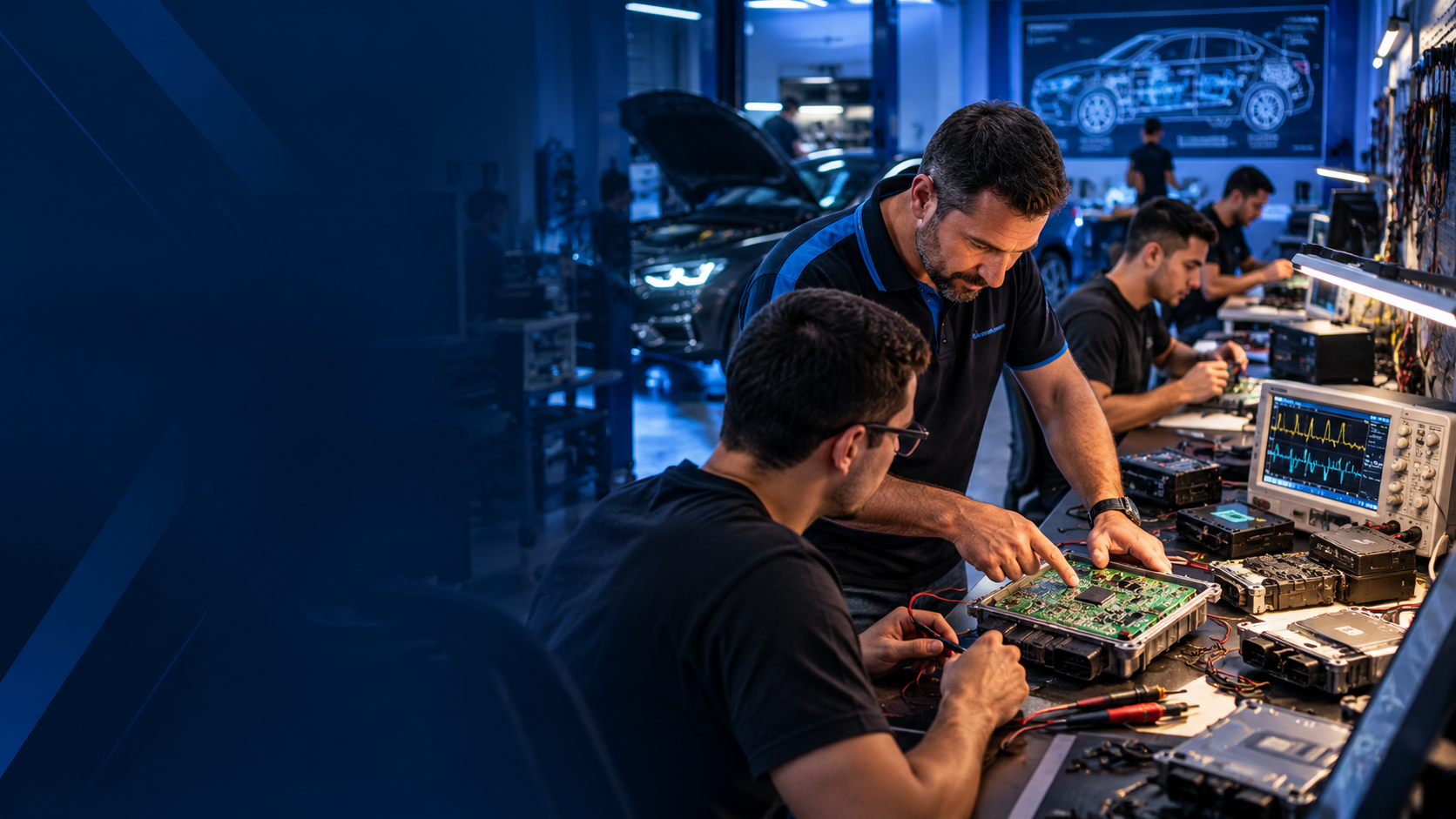 Treinamento de diagnóstico eletrônico automotivo em bancada